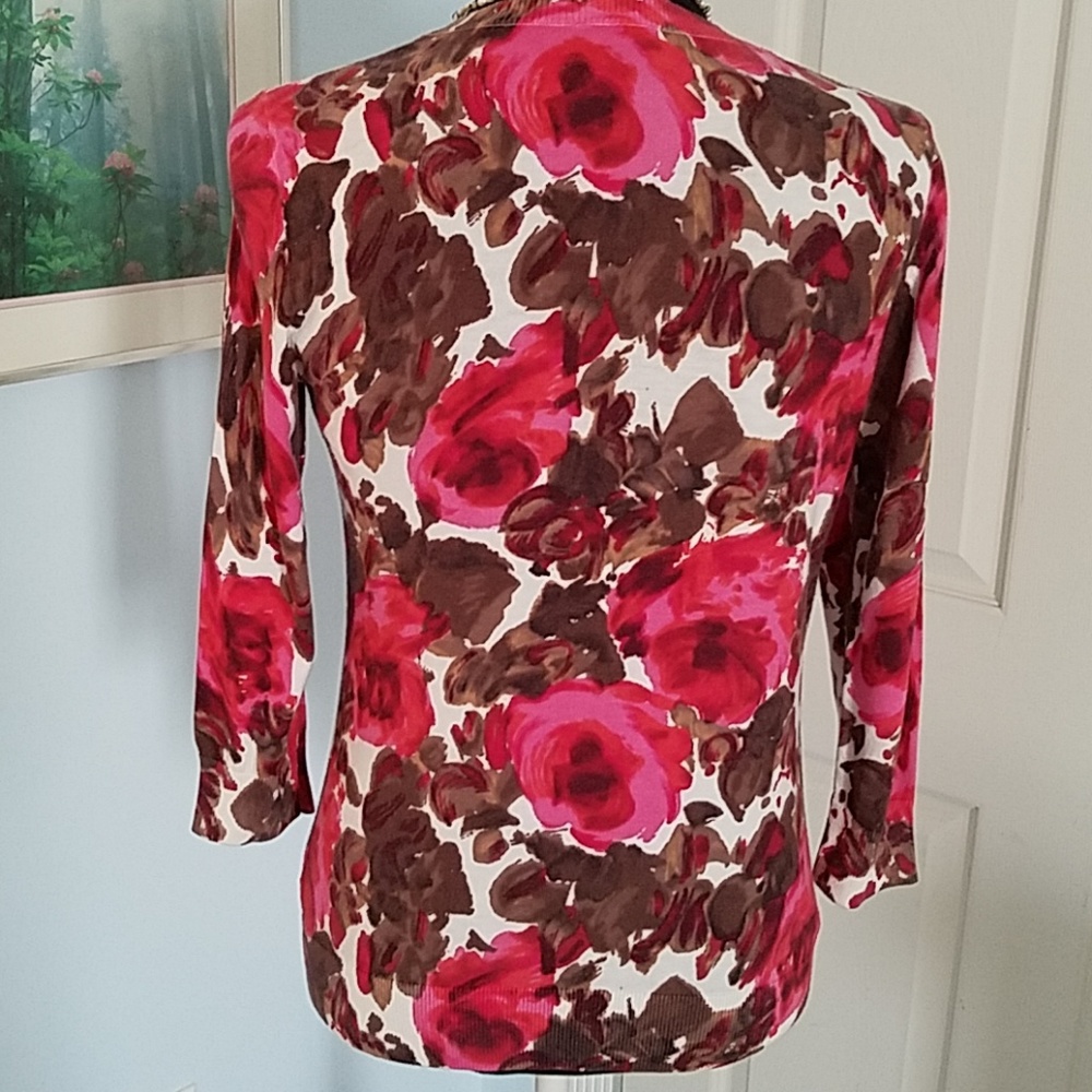 Talbots Charming Cardigan Autumn Roses - Picture 4 of 6